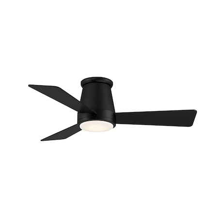 3-Blade Smart Flush Mount Ceiling Fan 44 Matte Black W/3000K LED Light Kit And Remote Control